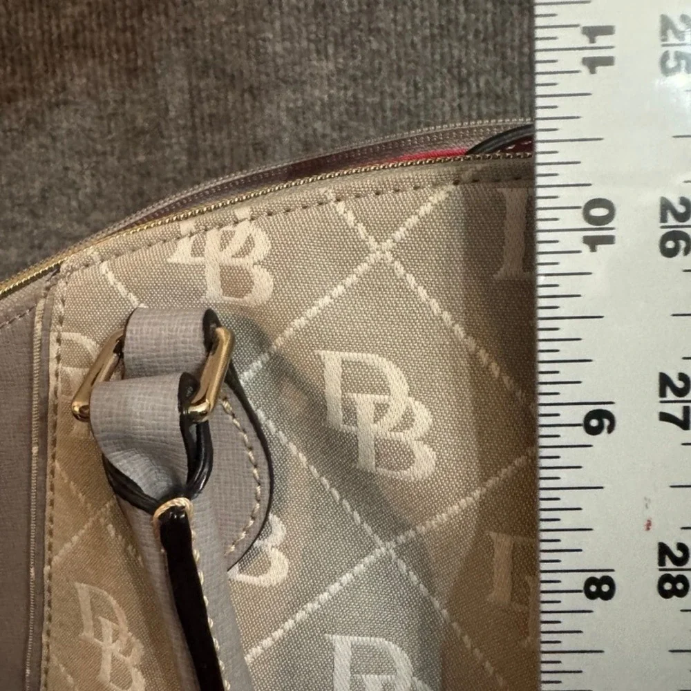 Dooney & Bourke Gretta Monogram Satchel Grey White Coated Canvas Handbag